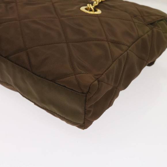 PRADA Quilted Chain Shoulder Bag Nylon Brown Auth yk10527 - Picture 16 of 16